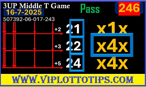 Thai Lottery 3UP Middel T 3D Game Result Chart 16.july.2025