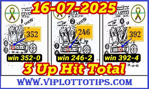 Thai Lottery 3up Hit Total Open Fix 100% 16/07/2025