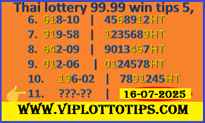 Thai Lottery 99.99 Win Tips Thai Lotto Result 16.07.2025