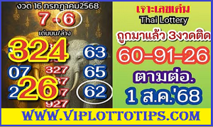Thai Lottory 3up 42 Set Cut Set Open 100% Pass 01/08/2025
