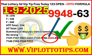 Thai Lottery 3d Vip Tip Free Today 123 OPEN 01.09.2025
