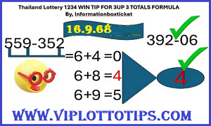 Thailand Lottery 1234 WIN TIP 3 TOTALS FORMULA 16-9-2025