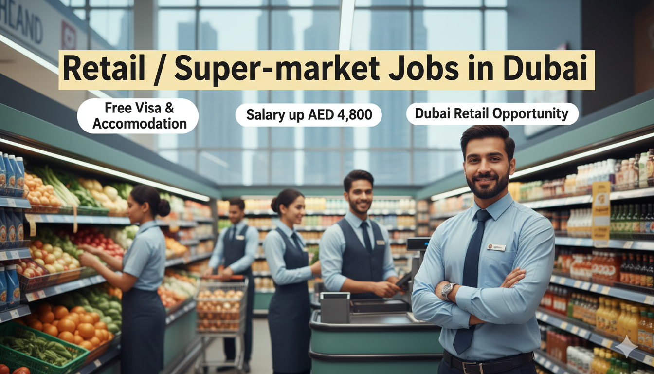 Retail & Supermarket Jobs in Dubai – Free Visa, Accommodation & Salary up to AED 4,800